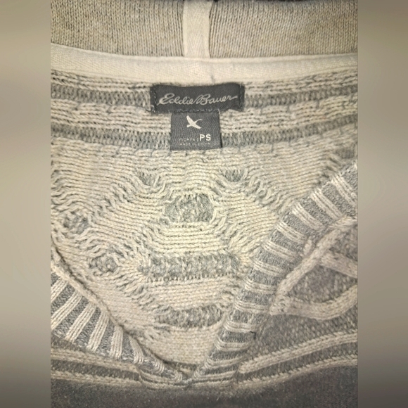 Eddie Bauer Gray Hooded Long Sleeve Sweater Size Small Petite - Picture 4 of 11